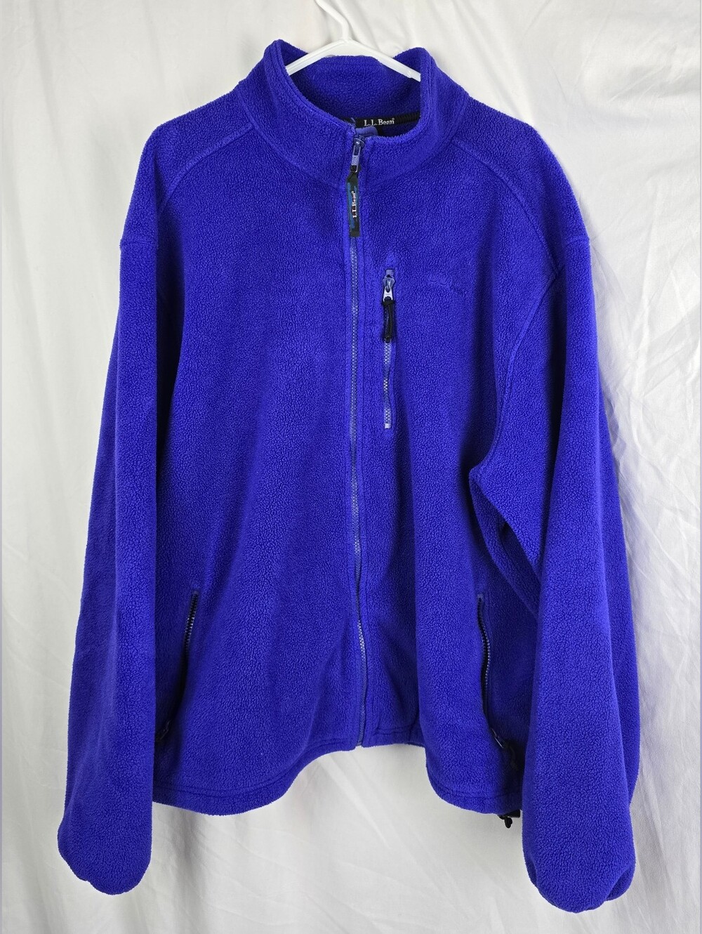 L.L. Bean USA Blue Embroidered Full Zip Lightweight Fleece Jacket sz XL Tall